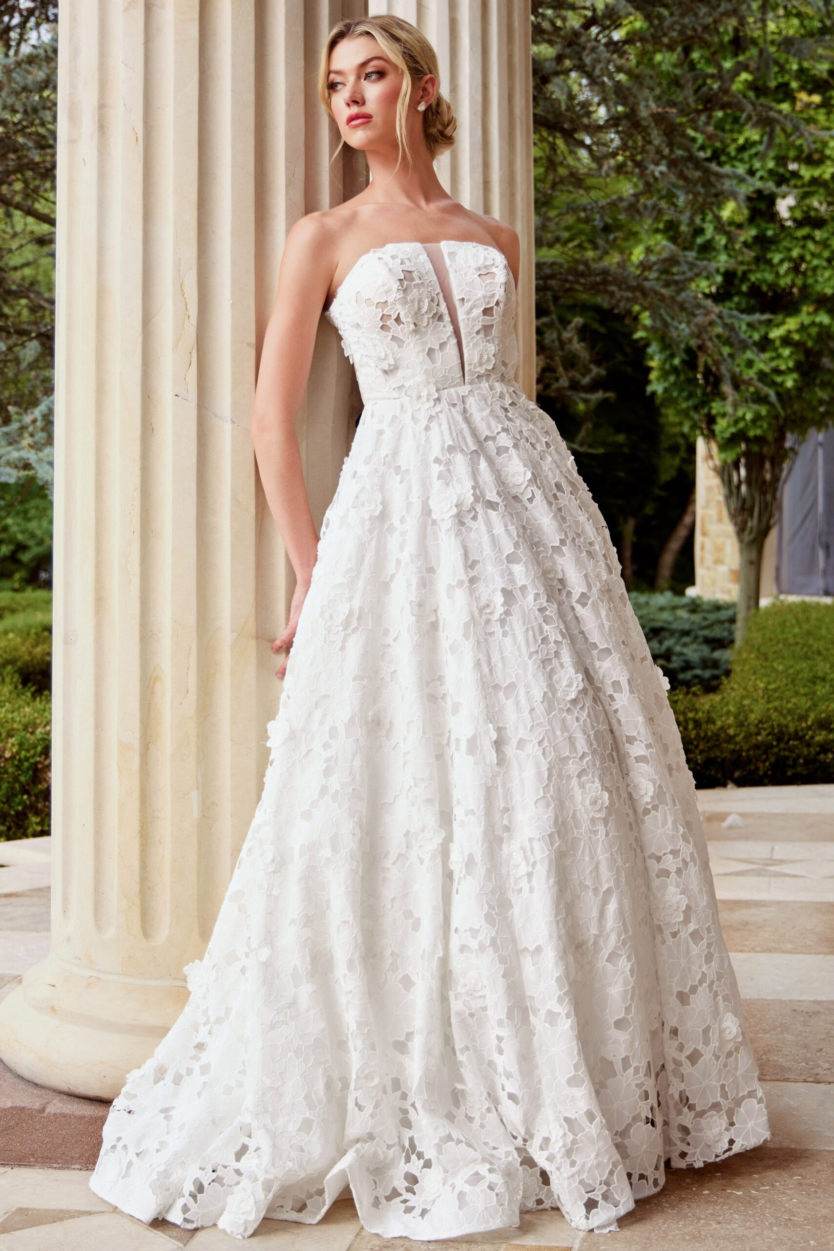 Jovani Lace Ball Gown Wedding Dress With Floral Appliqués JB45912